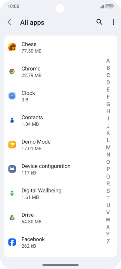 Press the required app.
