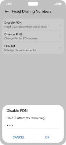 Key in your PIN2 and press OK. The default PIN2 is 1111.