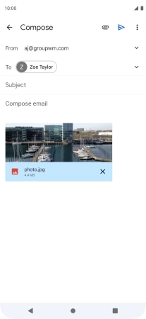 Press Subject and key in the subject of your email message.