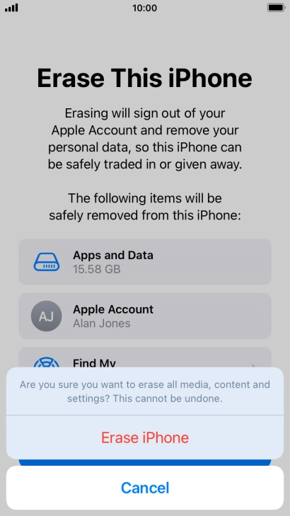Press Erase iPhone.