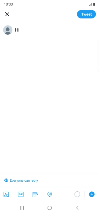 Write the required text and press Tweet.