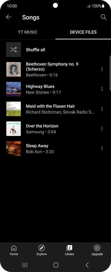 Press the required audio file. Press the required audio file.