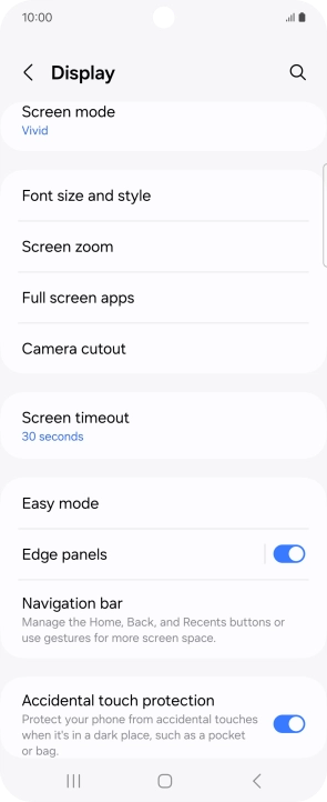 Press Screen timeout.