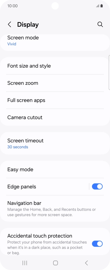 Press Screen timeout.