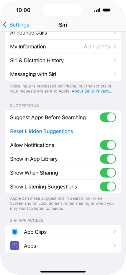 Press the required app.