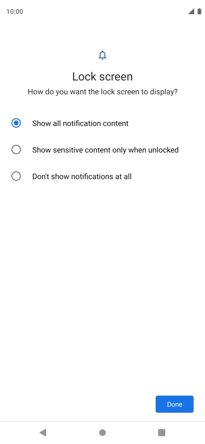 Press the required setting.