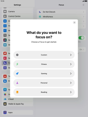 Press the required focus mode and follow the instructions on the screen to add the selected focus mode.