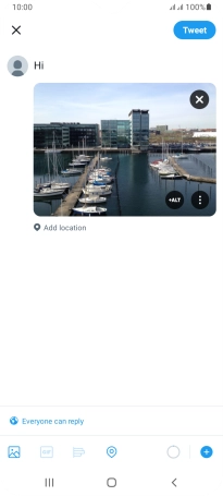 Write the required text and press Tweet. Write the required text and press Tweet.