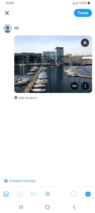 Write the required text and press Tweet. Write the required text and press Tweet.