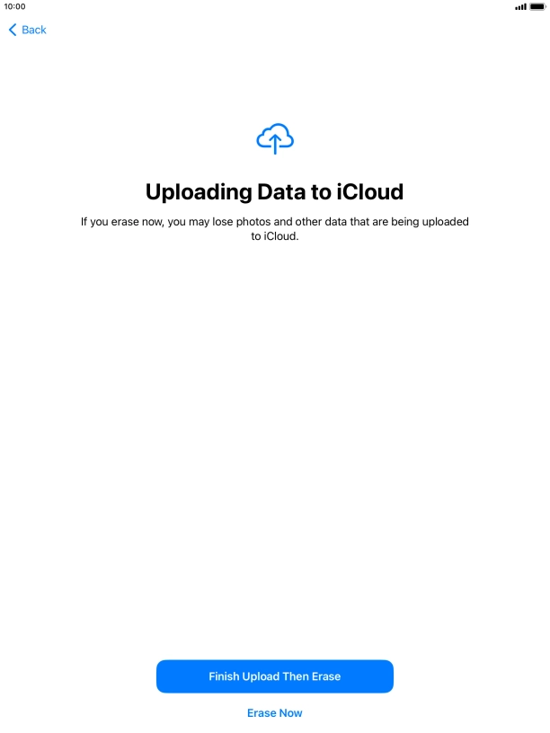Press the required setting.