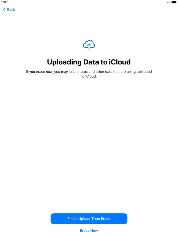 Press the required setting.