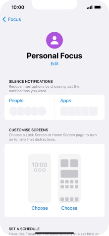 Press People and follow the instructions on the screen to select which contacts you would like to receive calls and notifications from when the selected focus mode is active.