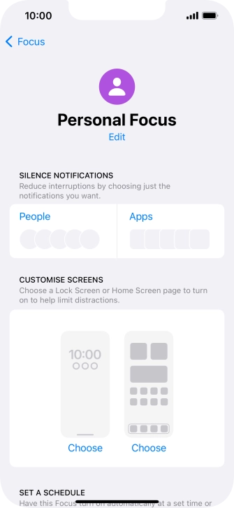 Press People and follow the instructions on the screen to select which contacts you would like to receive calls and notifications from when the selected focus mode is active.