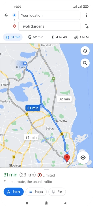 Press the required mode of transportation.