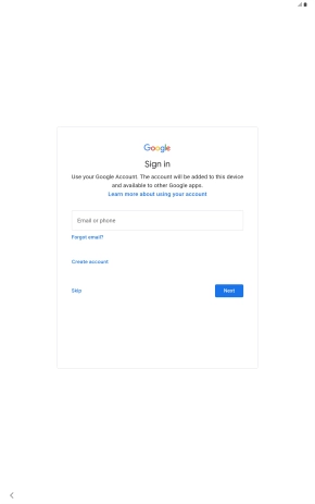 Press Email or phone and key in the username for your Google account.