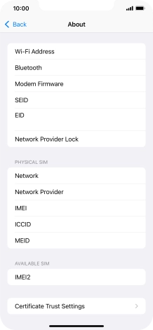 Your phone's EID number is displayed below EID.