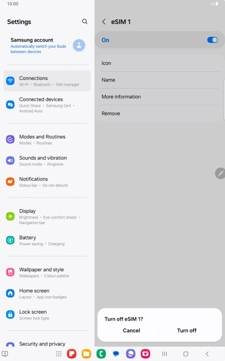 If you turn off eSIM, press Turn off. If you turn off eSIM, press Turn off.