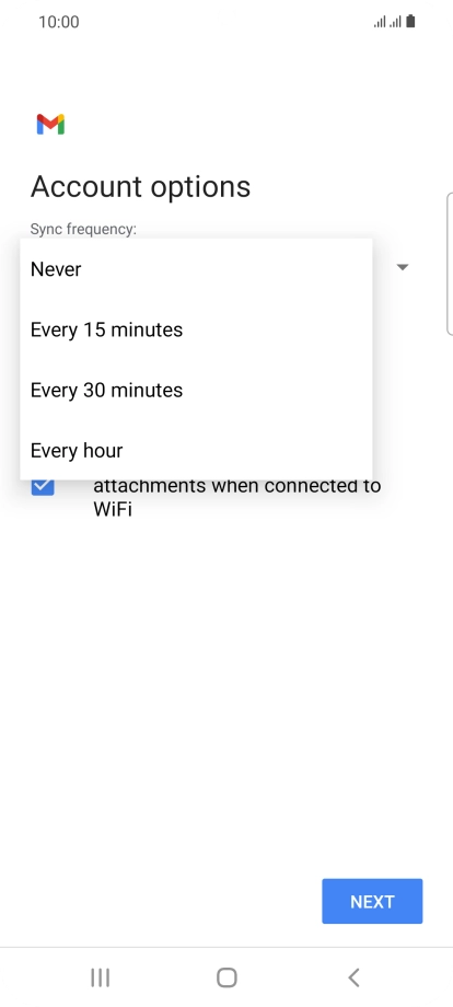 Press the required setting.
