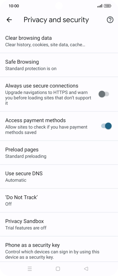 Press Clear browsing data.