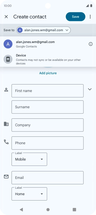 Press the required Google account.
