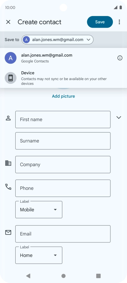 Press the required Google account.