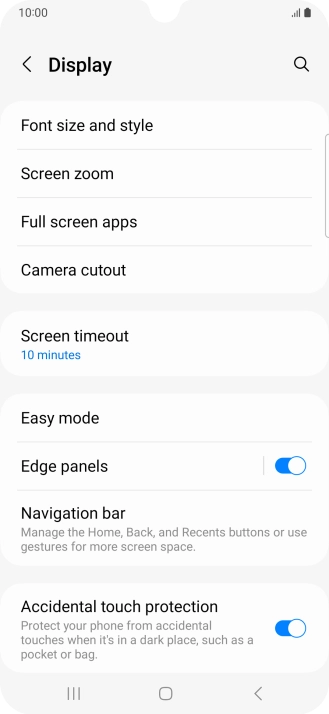 Press Screen timeout.