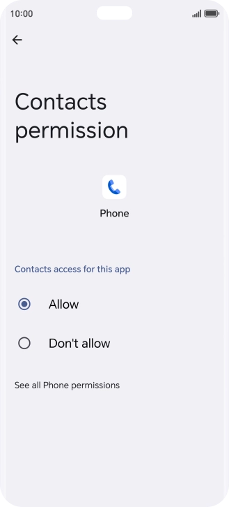 Press the required setting.