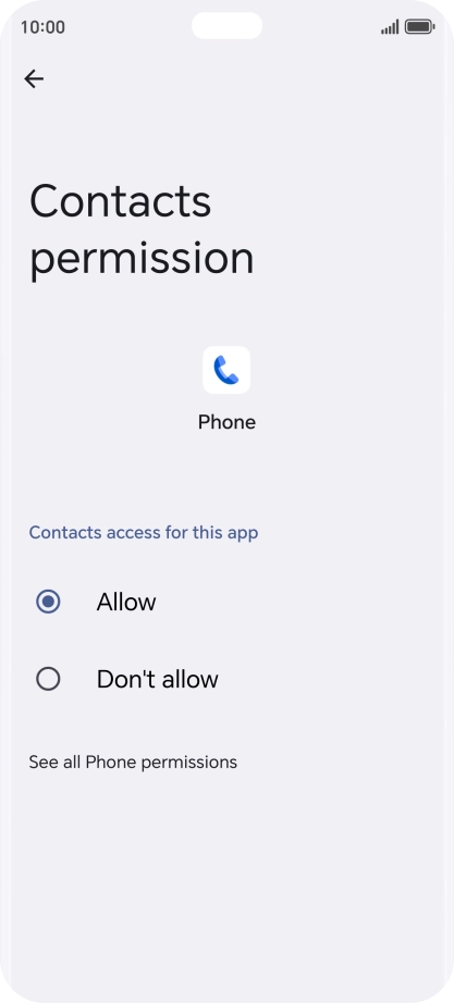 Press the required setting.