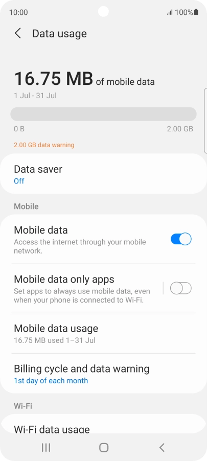 The total data usage is displayed.