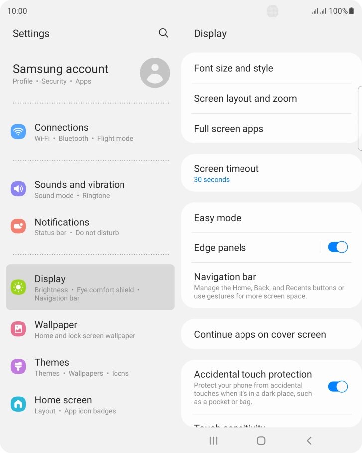 Press Screen timeout.
