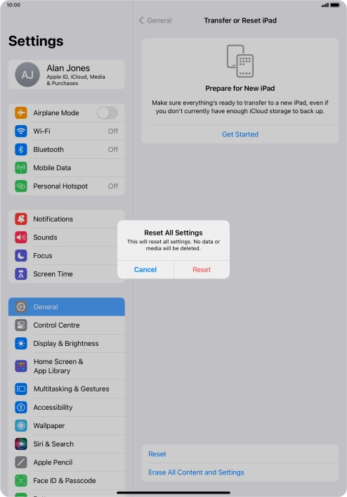 Press Reset. Press Reset.