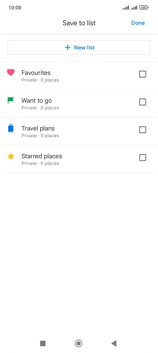 If you select New list, follow the instructions on the screen to create a new list.
