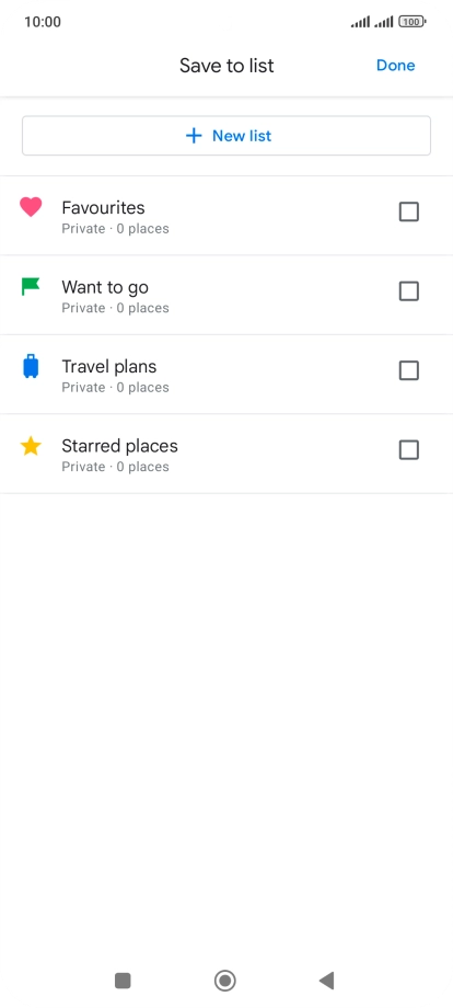 If you select New list, follow the instructions on the screen to create a new list.