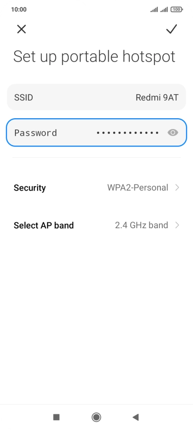 Press SSID and key in the required name for the Wi-Fi hotspot. Press SSID and key in the required name for the Wi-Fi hotspot.