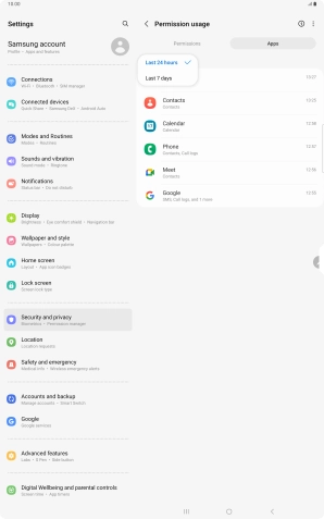 Press the required setting.