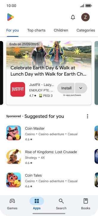 Press the profile icon.