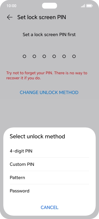 Press the required phone lock code and follow the instructions on the screen to create an additional phone lock code.