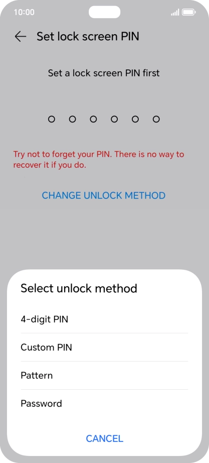 Press the required phone lock code and follow the instructions on the screen to create an additional phone lock code.