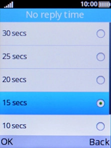 If you choose to divert missed calls, you need to select a delay for the divert. Select the required delay.