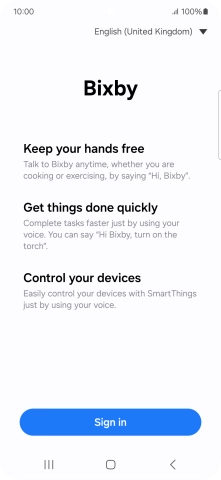 Press Sign in and follow the instructions on the screen to log on to your Samsung account.
