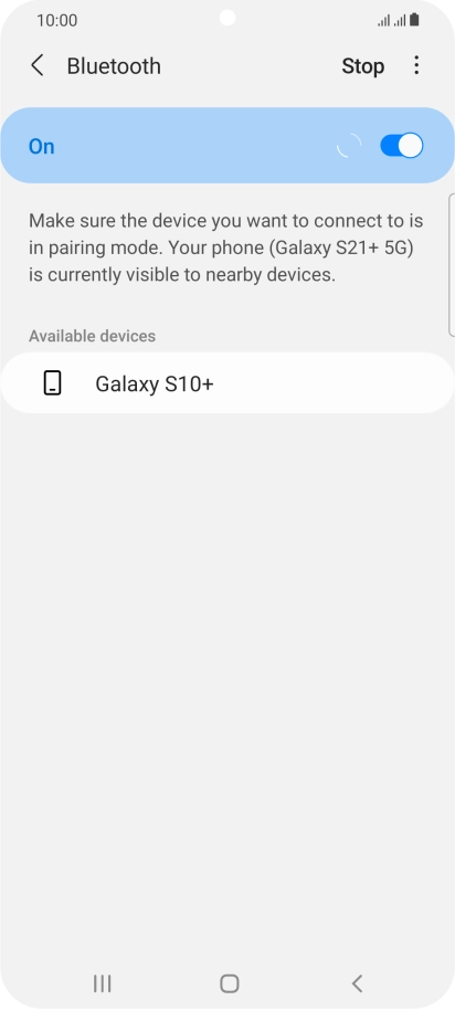 Press the required Bluetooth device and follow the instructions on the screen to pair the device with your phone.