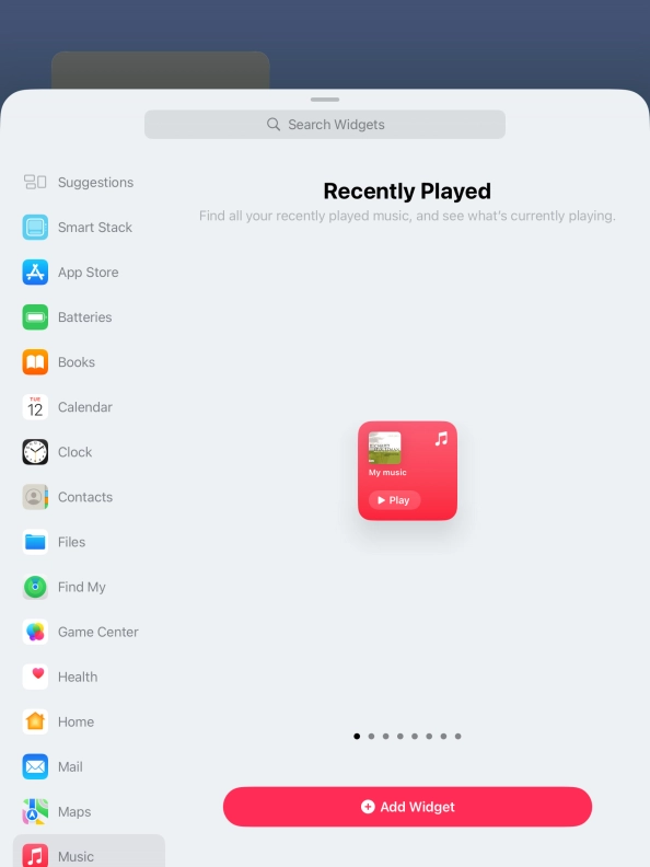 Slide your finger right or left on the screen to select the required widget size. Slide your finger right or left on the screen to select the required widget size.