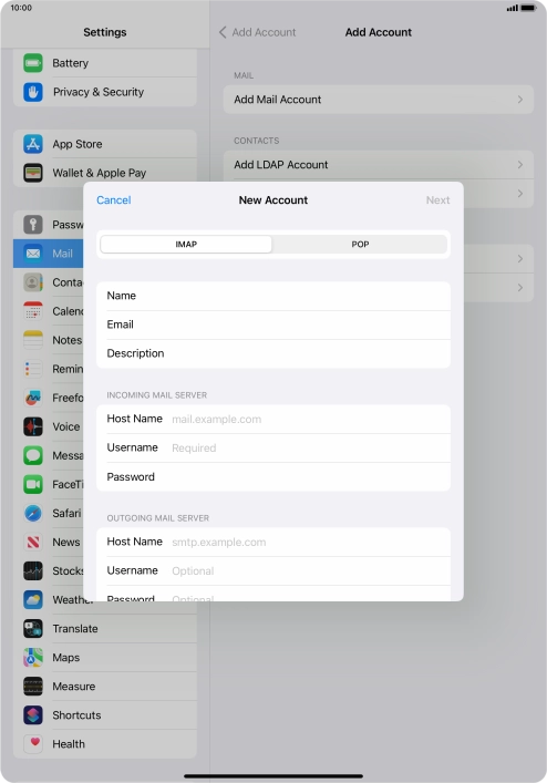 Press IMAP. Press IMAP.