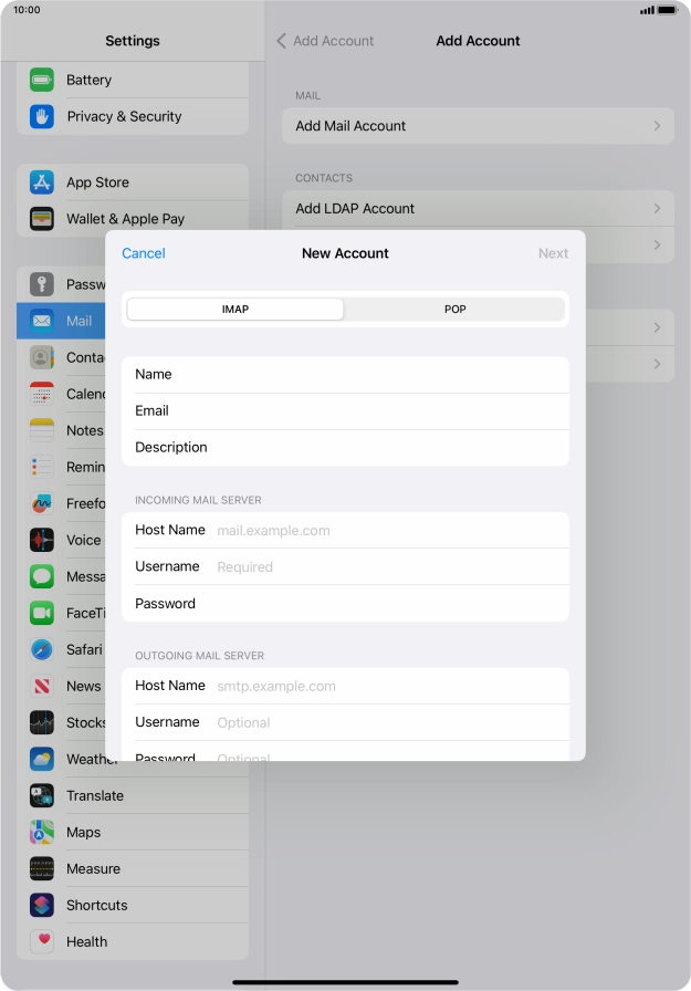 Press IMAP. Press IMAP.