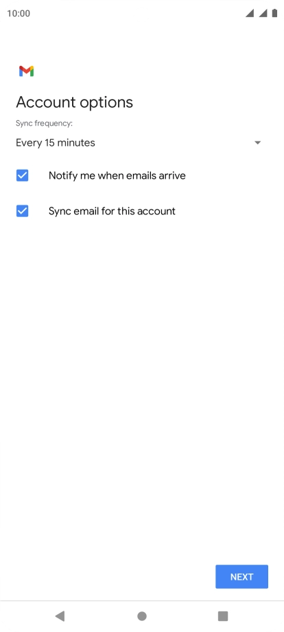 If this screen is displayed, you email account has been recognised and set up automatically. Follow the instructions on the screen to key in more information and finish setting up your phone.