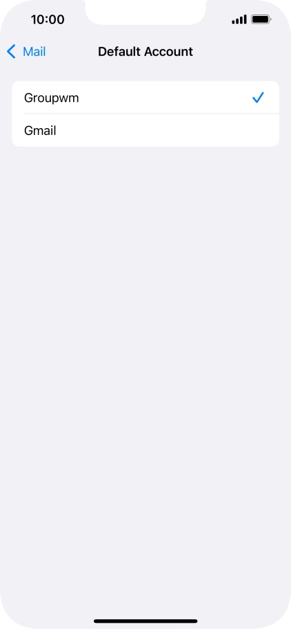 Press the required email account to select the email account as your default account.