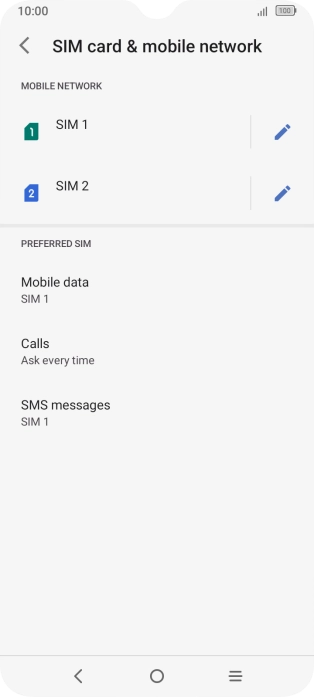 Press the required SIM.