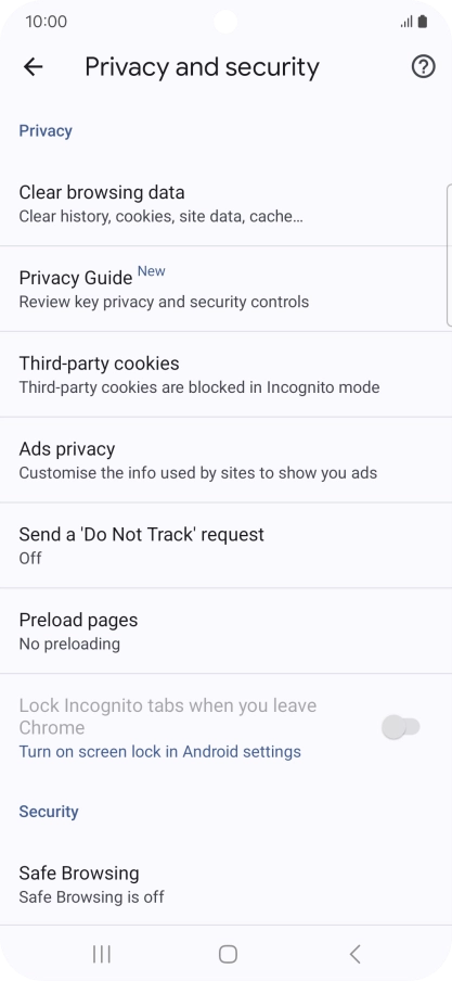 Press Clear browsing data. Press Clear browsing data.