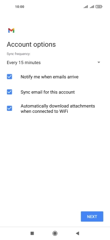 If this screen is displayed, you email account has been recognised and set up automatically. Follow the instructions on the screen to key in more information and finish setting up your phone.