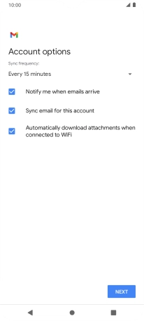 If this screen is displayed, you email account has been recognised and set up automatically. Follow the instructions on the screen to key in more information and finish setting up your phone.